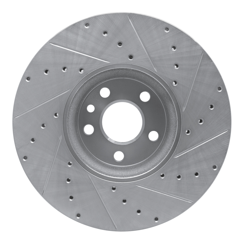 Volvo XC60 Brake Rotor (1) - Front Left - R1 Concepts - Drilled & Slotted - Silver - `10-`16